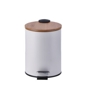 Cos gunoi cu clapeta fier alb,bambus 17 x 24,5 cm, 3 L