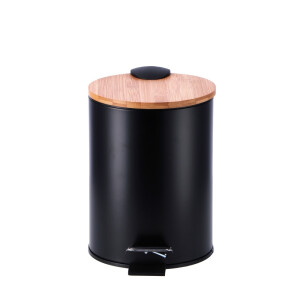 Cos gunoi cu clapeta fier negru,bambus 17 x 24,5 cm, 3 L