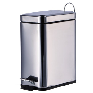 Cos gunoi cu pedala otel argintiu  14 x 29,5 x 30, 5 L