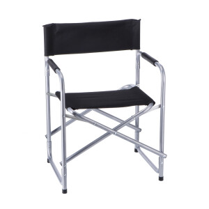 Scaun gradina pliabil textil negru fier argintiu 55 x 47 x 78 cm