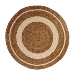 Covor rotund bumbac crem alge marine maro 100 cm