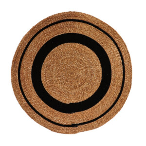 Covor rotund alge marine bumbac natur negru 120 cm