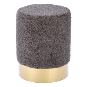 Taburet textil gri antracit metal auriu Cyril 28 x 36 cm