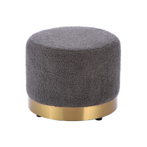Taburet textil gri metal auriu 40 x 31 cm