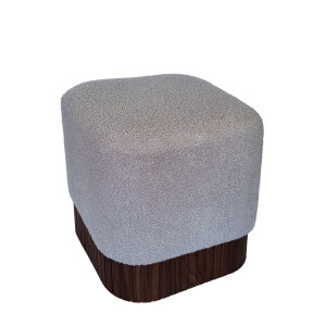 Taburet mdf maro textil gri 42 x 42 x 45 cm