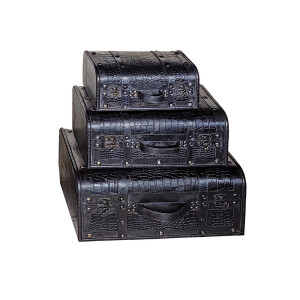 Set 3 cutii depozitare Valize, mdf  piele ecologica 28 x 16 x 10,  40 x 23 x 15, 45 x 31 x 18 cm