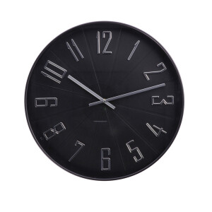 Ceas perete plastic negru argintiu 50,5 cm