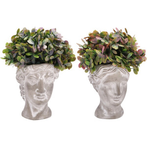 Set 2 vaze ceramica cu plante artificiale 18 x 18 x 32 cm