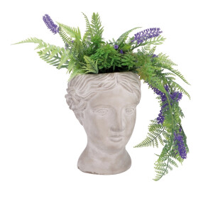 Vaza ceramica cu plante artificiale verzi mov 18 x 18 x 32 cm