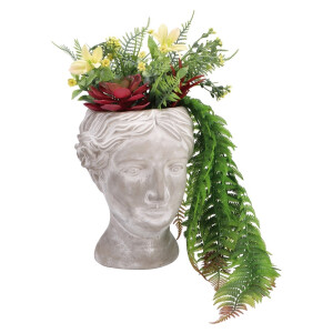 Vaza ceramica cu plante artificiale multicolore 18 x 18 x 32 cm