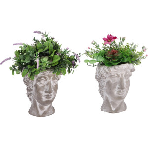 Set 2 vaze ceramica cu plante artificiale multicolore 18 x 18 x 32 cm