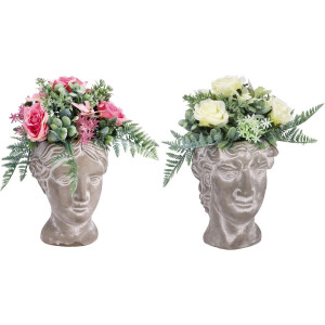 Set 2 vaze ceramica cu plante artificiale multicolore 18 x 18 x 36 cm