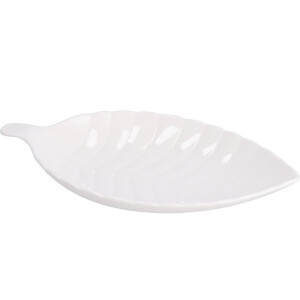 Platou ceramica alba Frunza 41 x 24 x 5 cm