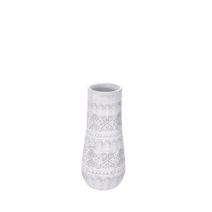 Vaza flori teracota alba gri 11 x 27 cm