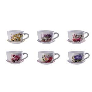 Set 6 ghivece flori ceramica multicolora Ceasca 30 x 22,5 x 15 cm