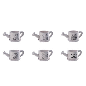 Set 6 ghivece flori ceramica alba neagra Stropitoare  33 x 16 x 13 cm