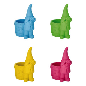 Set 4 ghivece flori ciment multicolor Gnomi 20 x 13,5 x 23 cm