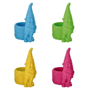 Set 4 ghivece flori ciment multicolor Gnomi 20 x 13,5 x 25.5 cm