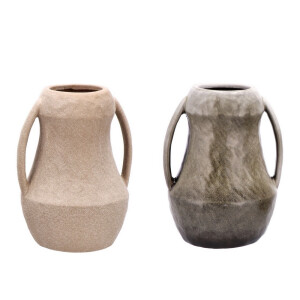 Set 2 vaze flori ceramica bej gri 18 x 23 cm