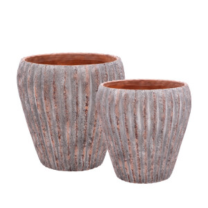 Set 2 ghivece flori ciment maro gri 28 x 28, 34,5 x 34 cm