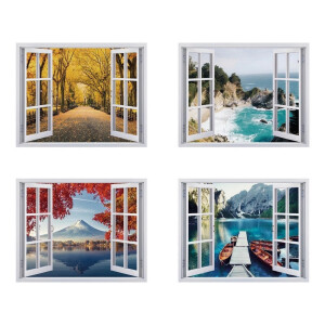 Set 4 tablouri decorative olegrafie pe panza Peisaje 70 x 50 cm