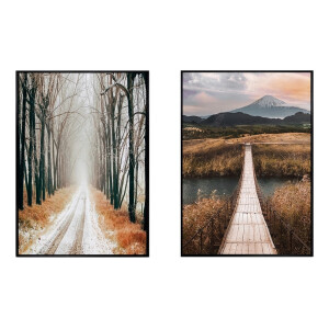 Set 2 tablouri decorative olegrafie pe panza Peisaje 50 x 70 cm