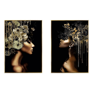 Set 2 tablouri decorative olegrafie lacuita Women II 50 x 70 cm