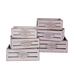 Set 6 cutii depozitare lemn 28 x 16 x 11, 32 x 19 x 12, 36,5 x 22 x 14 cm