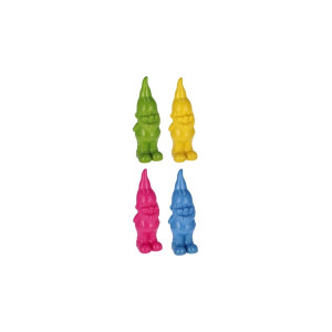 Set 4 figurine Gnomi polirasina multicolora 8,5 x 9,5 x 28 cm