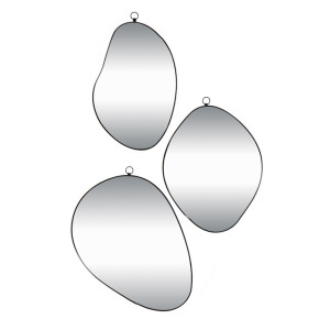 Set 3 oglinzi perete rama fier negru 16,5 x 25,5 cm,  20 x 25,5 cm, 21,5 x 29,5 cm