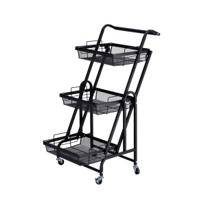 Carucior servire fier negru 44 x 30 x 95 cm