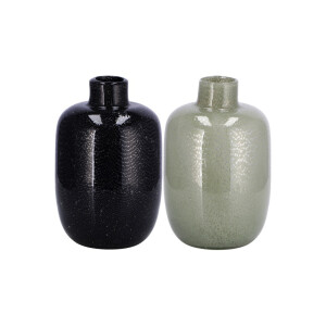 Set 2 vaze flori sticla neagra gri  12 x 19 cm
