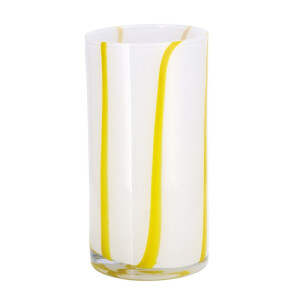 Vaza flori sticla alba galbena 12 x 25 cm