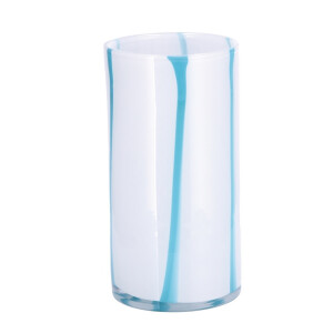 Vaza flori sticla alba albastra 12 x 25 cm
