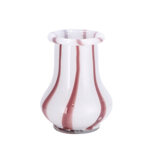 Vaza flori sticla alba rosie 14,5 x 20 cm