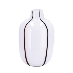 Vaza flori sticla alba neagra 16,5 x 26 cm