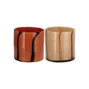 Set 2 vaze flori sticla bej maro 15 x 15 cm