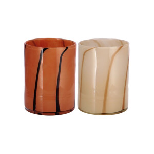 Set 2 vaze flori sticla bej maro 15 x 20 cm