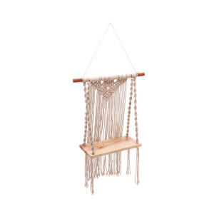 Raft perete bumbac lemn natur 25,5 x 12,5 x 66 cm