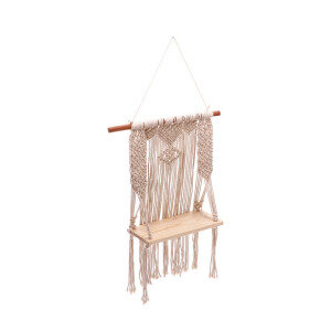 Raft perete bumbac lemn natur 30 x 15 x 80 cm