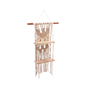 Raft perete bumbac lemn natur 25 x 12,5 x 63 cm