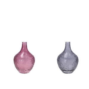 Set 2 vaze flori  sticla roz gri 17,5 x 25 cm