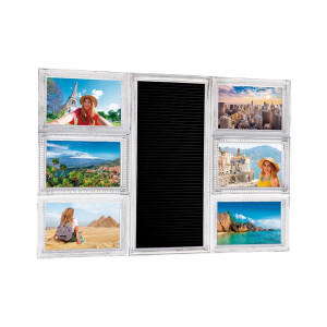 Rama foto perete, plastic alb patinat sticla, cu tablita si litere 50,5 x 35,5 cm