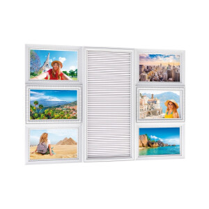 Rama foto perete, plastic alb sticla, cu tablita si litere 50,5 x 35,5 cm