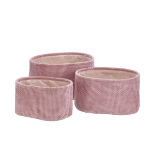 Set 3 cosuri depozitare textil roz 26 x 20,5 x 15,5,  30 x 22,5 x 17,5,  33 x 25 x 18,5 cm