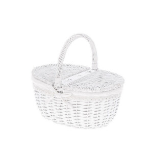 Cos depozitare lemn salcie textil alb 36,5 x 25 x 31 cm