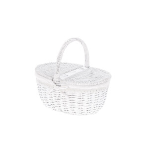 Cos depozitare lemn salcie textil alb 40,5 x 30 x 36 cm