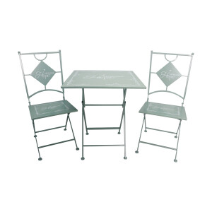 Set mobilier gradina fier verde alb 60 x 60 x 70, 38 x 38 x 93 cm