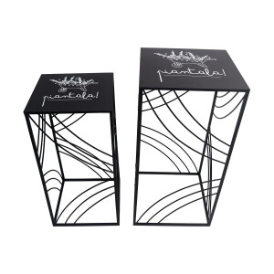 Set 2 suporturi flori fier negru alb 30 x 30 x 60, 35 x 35 x 70 cm