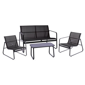 Set mobilier gradina gri antracit  75 x 44,5 x 41, 61,5 x 75 x 76, 114 x 75 x 76 cm